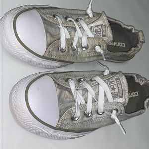 Gray converse slip on sneakers